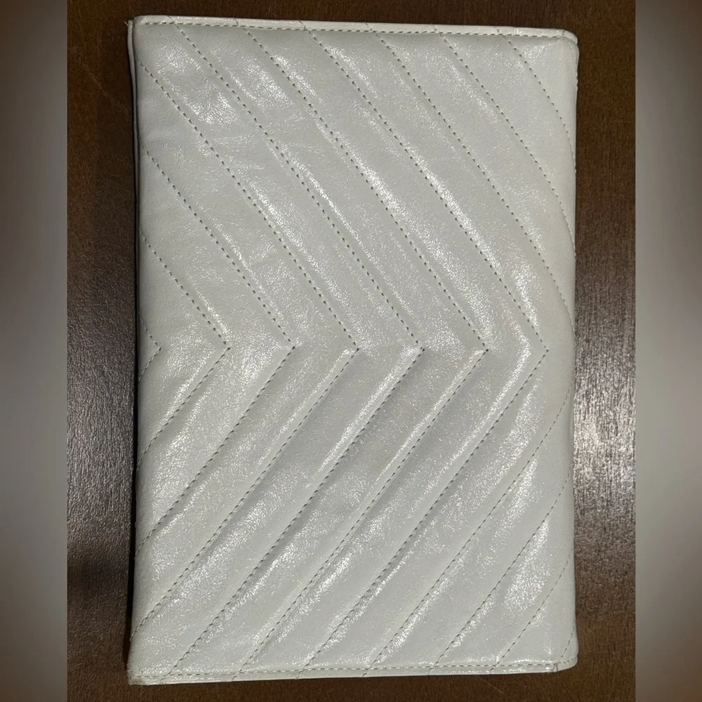 Vintage Yves Saint Laurent Off White Leather Clutch, Second Bag - Picture 2 of 10